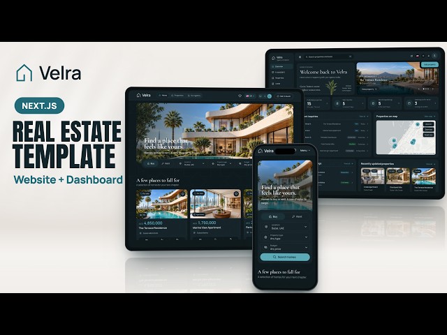 Next.js Real Estate Template: Property Website + Agency Dashboard (Velra)