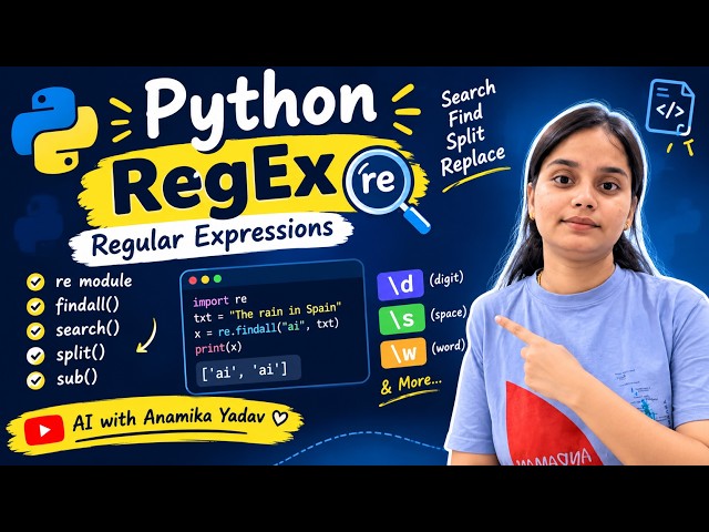 Python RegEx Explained in 5 Minutes 🔥 | re.search(), findall(), split() & sub() | Python Tutorial