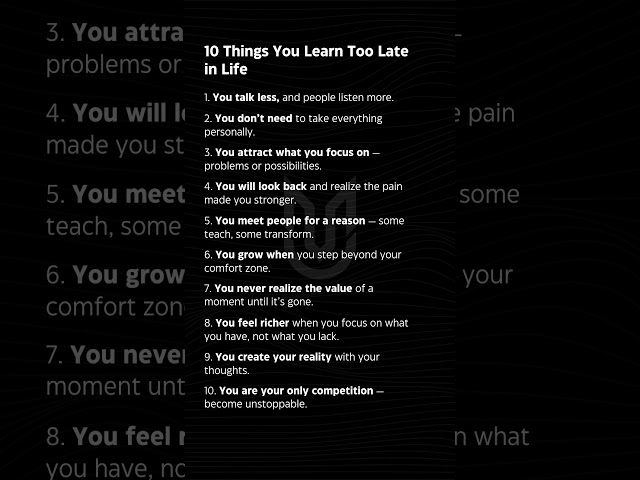 10 Harsh Truths You Learn Too Late | Life Lessons That Change Everything