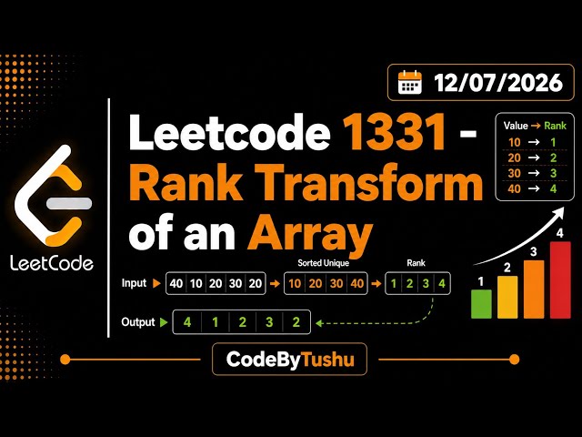 LeetCode 1331 | Rank Transform of an Array | Java Solution | Sorting + HashMap | CodeByTushu