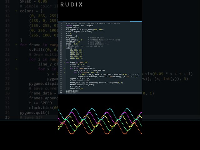 AI Multi Line Wave Simulation using Python Multi Color