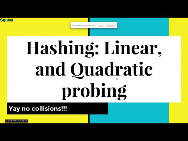 Hashing - Linear, and Quadratic probing