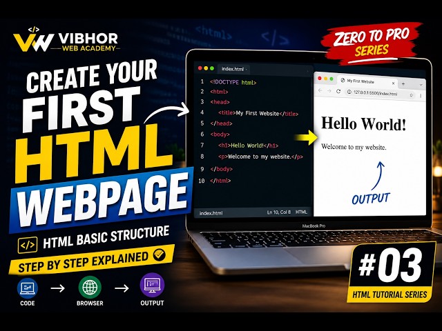 HTML Basic Structure Explained 💻 | Create Your First Webpage | HTML Tutorial in Hindi #03