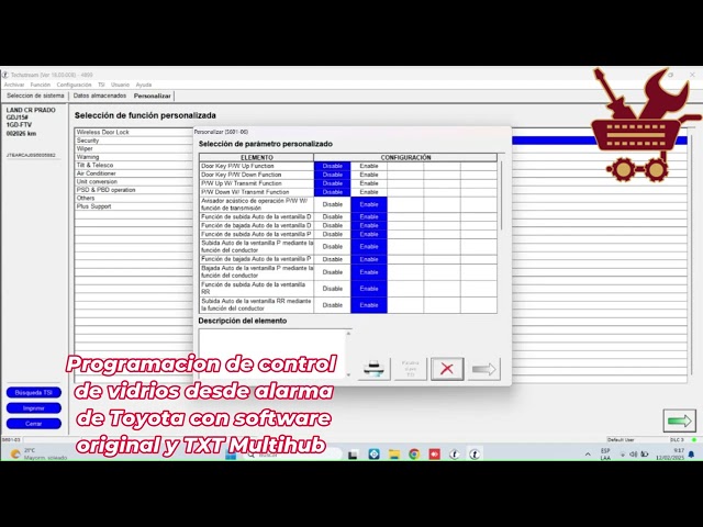 PROGRAMACION de vidrios Toyota con software original Techstream y TXT Multihub de Texa, Rp1210