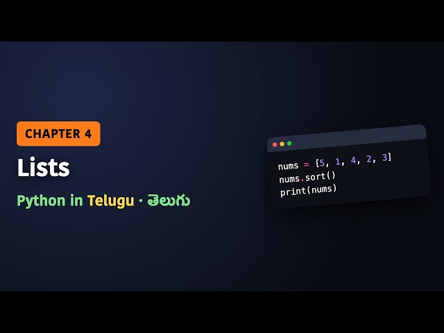 Python in Telugu: Lists Explained – Create, Index, Slice, Append, Delete - Chapter 4