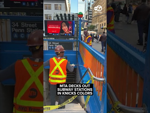 MTA decks out subway stations in Knicks colors