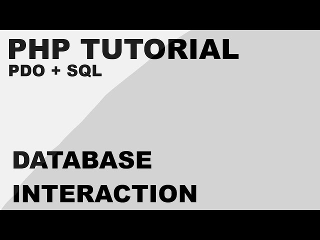 PHP PDO & SQL Tutorial