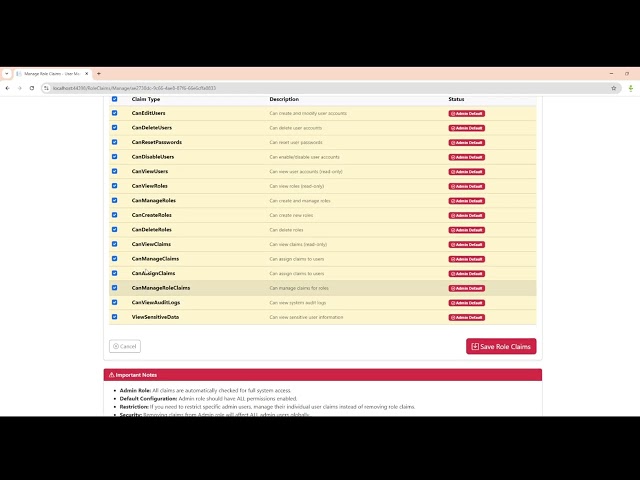 Dynamic Role & Claims Authorization in ASP.NET Core 9 | User Management Demo