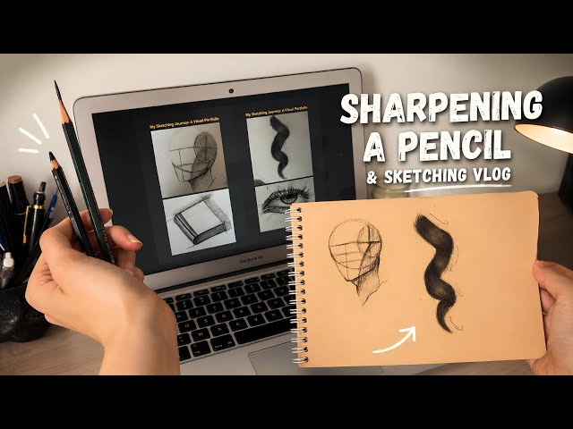 Sharpening pencils using cutter with sketching vlog