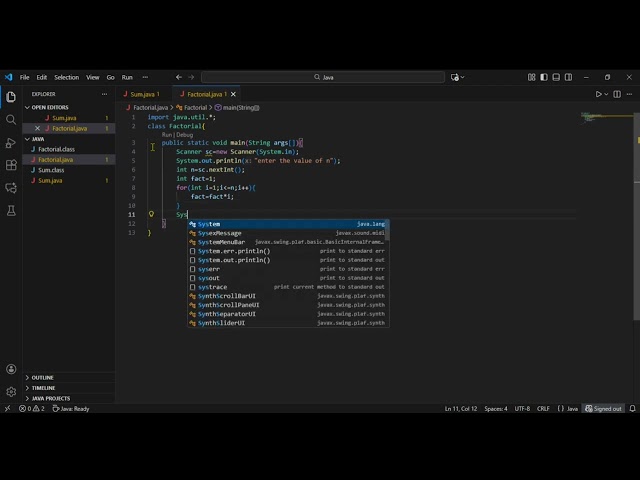 Factorial in Java Programming using user input 