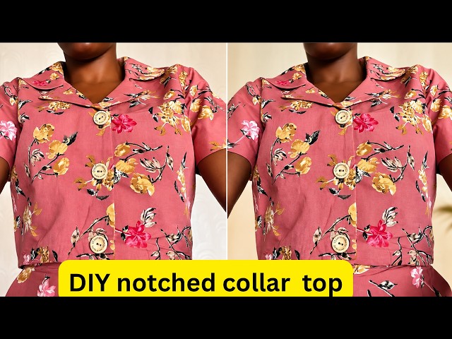 How to cut and sew a crop shirt with notched collar  | beginner friendly