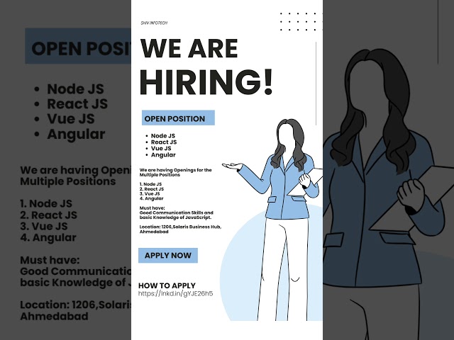 Hiring Now! 📌Node.js, React.js, Vue.js & Angular Developers | Ahmedabad | Shiv Infotech#reactjs