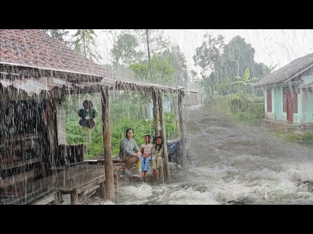 Very heavy rain strong wind in indonesia village | solution for insomnia