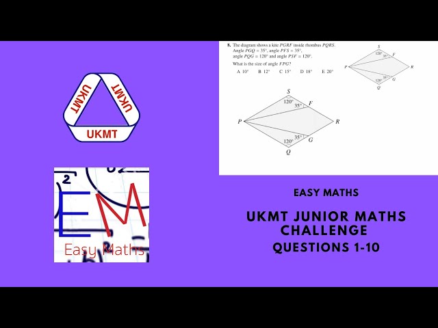 UKMT Junior Maths Challenge 2019 Questions 1-10