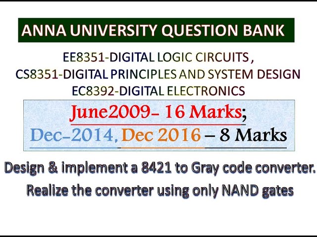 8421 BINARY TO GRAY CODE CONVERTER