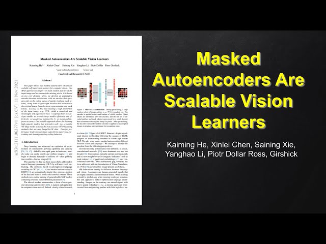MAE: Masked Autoencoders Are Scalable Vision Learners