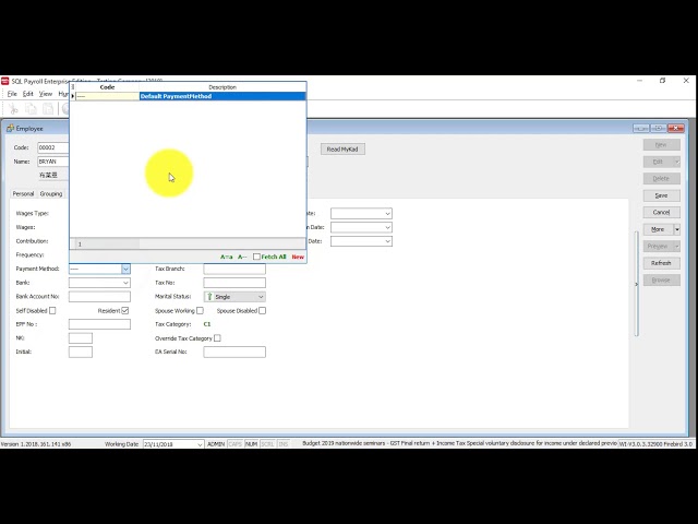 SQL Payroll Software Tutorial 009 Maintain Employee
