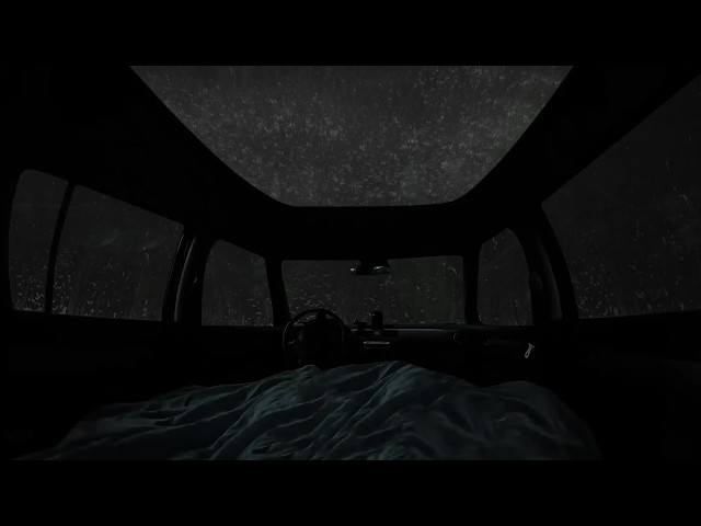 Deep Sleep in Minutes_Heavy Rain and Loud Thunderstorm Sounds Inside a Car in a Dark Forest at Night