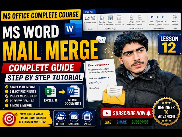 MS Word Mail Merge Complete Guide | Lesson 12 | Mail Merge Step by Step in Urdu/Hindi
