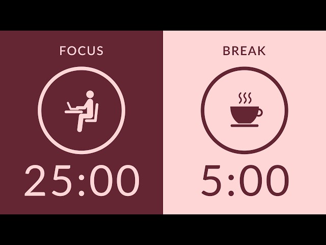 25/5 Pomodoro Timer with Brown Noise 🎧 2-Hour Study with Me for Deep Focus & ADHD ✨