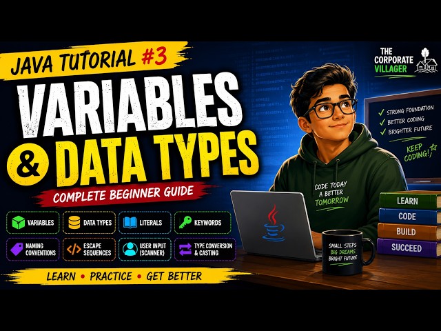 Java Tutorial #3 | Variables, Data Types & User Input | Complete Java Course in Simple English