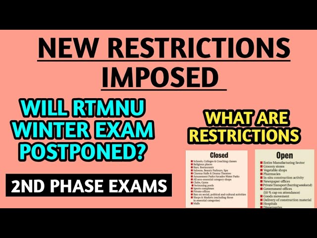 New Restrictions Imposed | Will Exam Get Postponed | New Guidelines |  RTMNU Exams Updates |