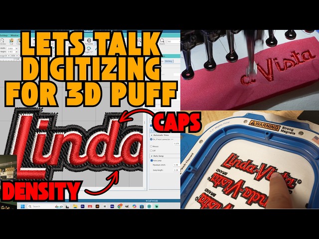 Key Embroidery Digitizing techniques for 3D puff Lettering | How I digitize and embroider samples