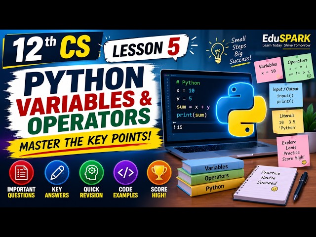 12th Computer Science | Lesson 5 | Python Variables & Operators | Important Questions | Score High!