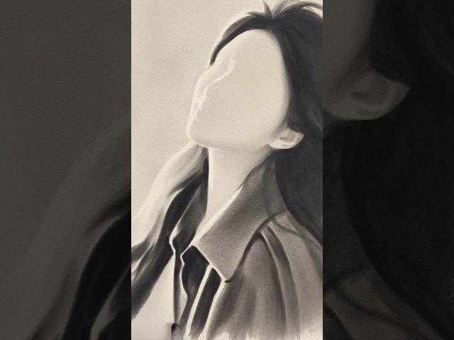 AFTER FINAL 😱😱🖤 | Charcoal Portrait Looks SO REAL! #Shorts #artshorts #drawing #charcoal #viral