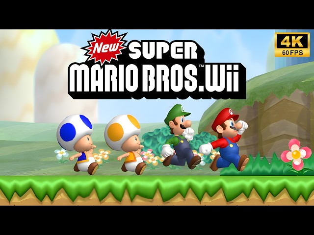 New Super Mario Bros. Wii - Full Game Longplay (4K 60 FPS)