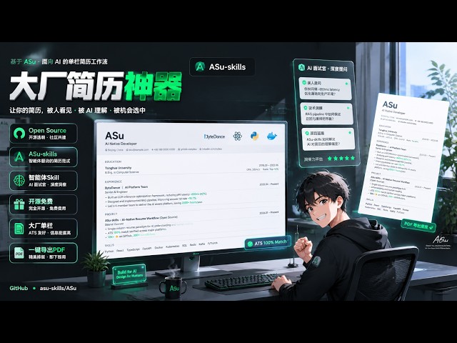 1. 告别会员收费！阿酥同款大厂简历与面试模拟开源神器 | Free AI Resume Builder & Mock Interview Skill