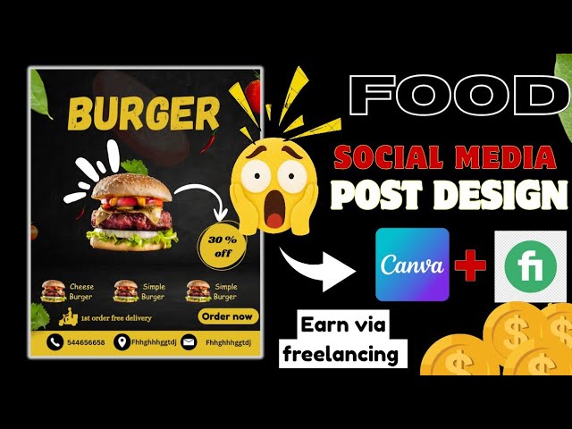 Food advertising social media post design in Canva and earn on fiverr via freelancing 🤩