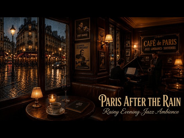 Relaxing Jazz Café in Paris After The Rain | Cozy Evening Jazz Ambience with Cozy Coffee Shop Vibes