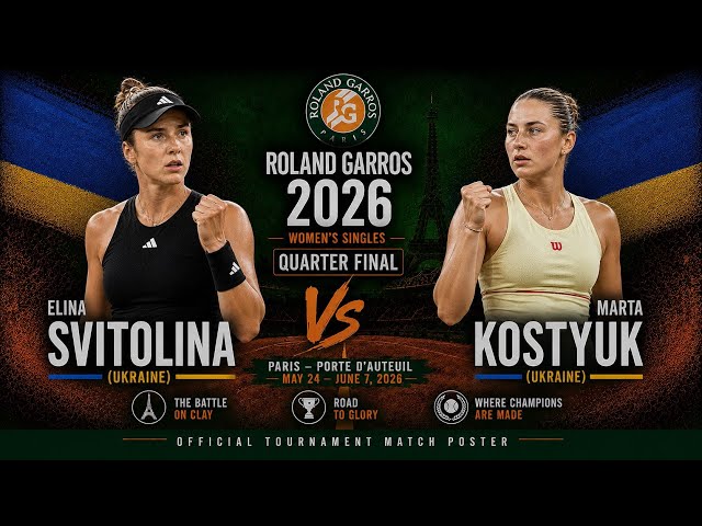 [🔴LIVE] Svitolina vs Kostyuk | QUARTERFINALS | Roland Garros 2026 Live Score & Match Stats