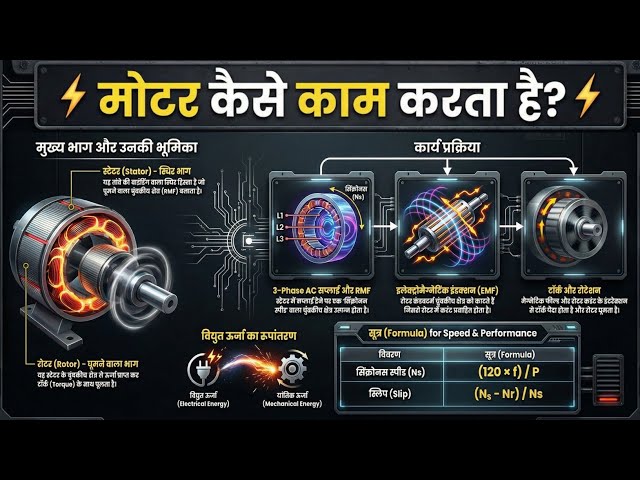 Motor Ka Secret Samjho ⚡ Stator Rotor Working in Hindi | Induction Motor Explained