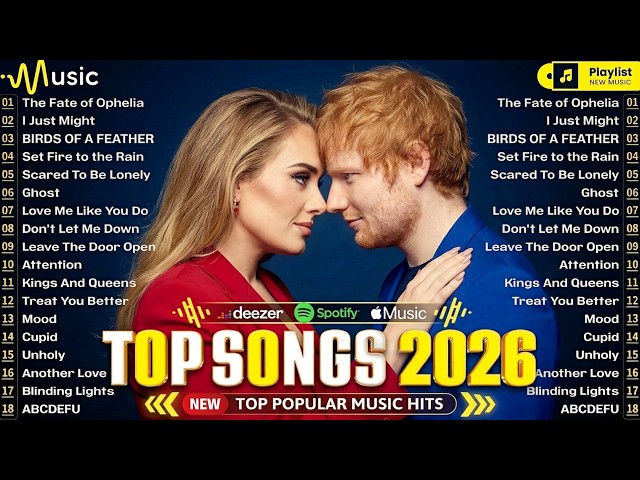 Ed Sheeran, Adele, Billie Eilish, Sia, Lady Gaga, Bruno Mars, Dua Lipa - Billboard Hot 100 This Week