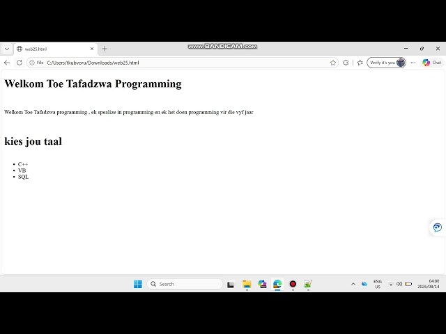 How to Build A website in  Afrikaans using html,css & javascript