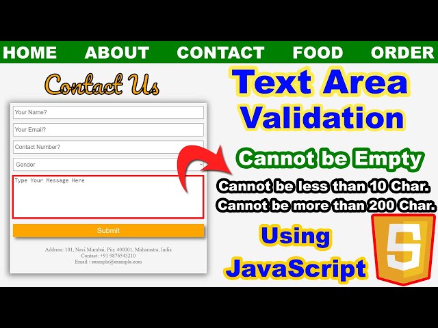 Text area input validation using JavaScript, Using JavaScript to validate a text length in text area