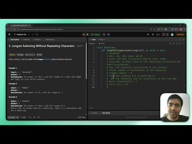 Longest Substring Without Repeating Characters | LeetCode 3 | Python | DSA Walkthrough