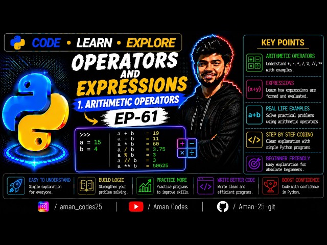Operators and Expressions (1.Arithmetic Operators) Ep-61