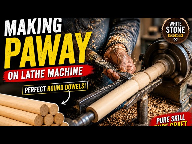 Skilled Carpenter Making Round Wooden Dowels on Lathe Machine 🔥@DreamFurniture5707 