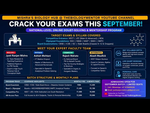 Master Biology, Physics, Chemistry & Math | Expert Mentorship & Doubt-Solving Batch
