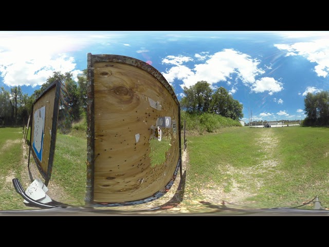 .22 LR Card Splitting Trick Shot (360 video)