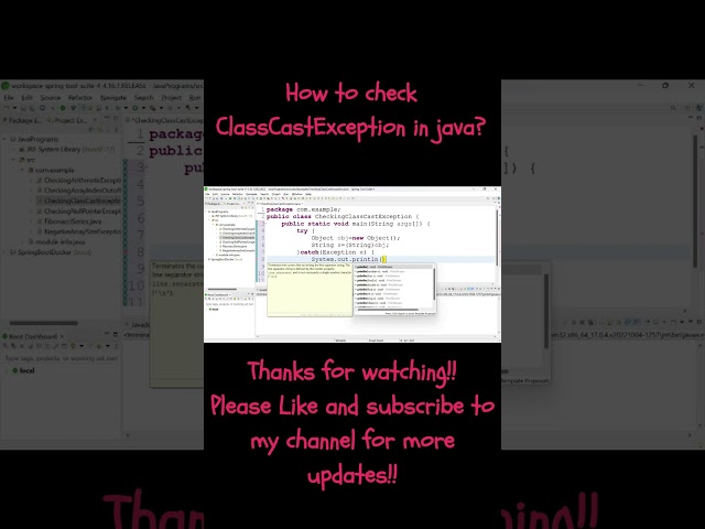 ClassCastException checking by using java#shorts #java #javaprogramming #exceptionhandling