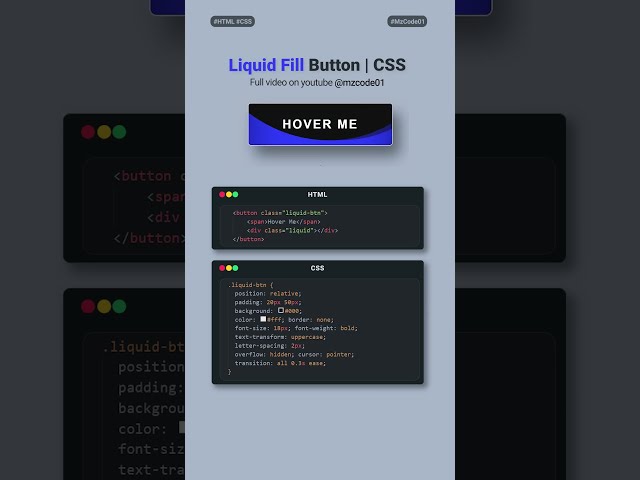 Making a LIQUID Button with a Magic Hover Effect 🌊 #shorts #html #css