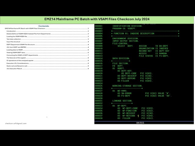 EMZ14 Mainframe PC Batch with Load and Inquire VSAM Files CHECKCON.