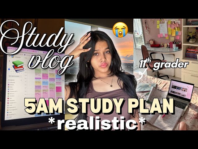 5AM STUDY VLOG / PRODUCTIVE *SO TIRED 😭* 