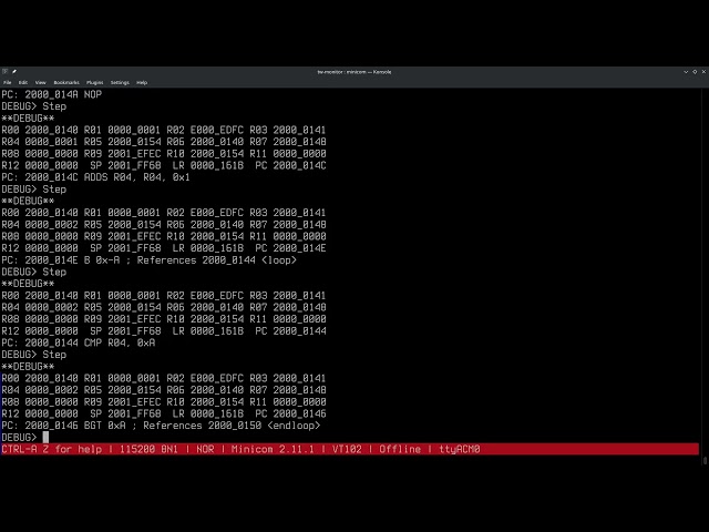 Demo of tw-monitor (NUCLEO-F411RE Debug Monitor)