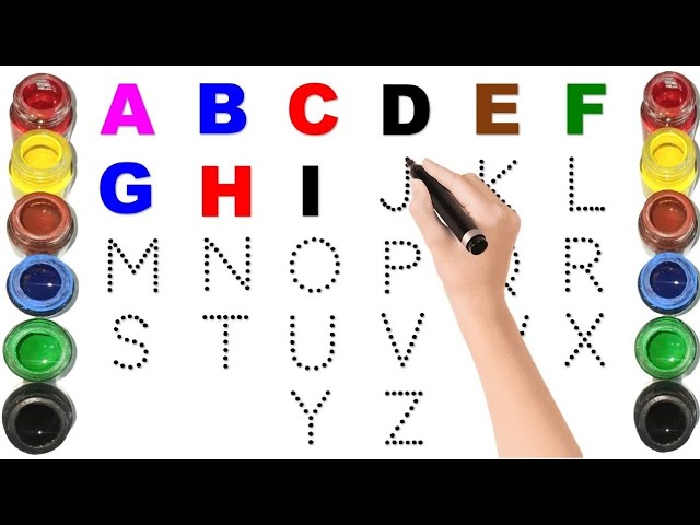 Alphabet, ABC song, abcd, a to z, Kids rhymes, collection for writing along dotted lines for toddler