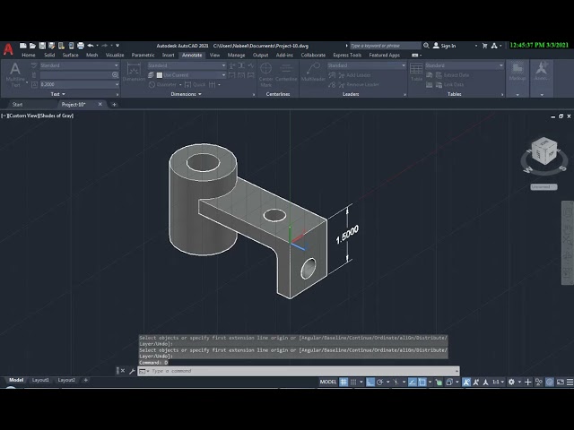 AutoCAD 2D to 3D Mechanical Drawing | Project 10 | Step-by-Step Tutorial | Beginner to Advanced